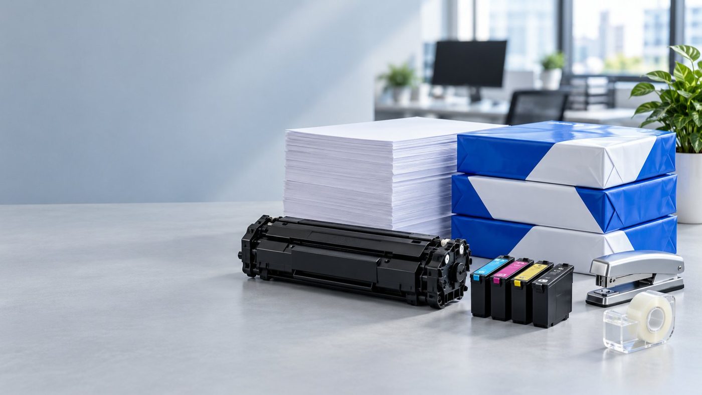 Paper reams, printer cartridges and office consumables